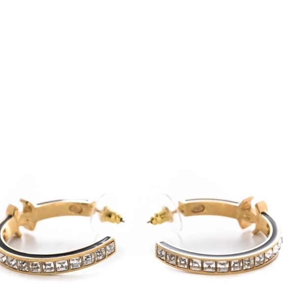 AUTHENTIC CHANEL black and Gold strass Earrings - Picture 3 of 4